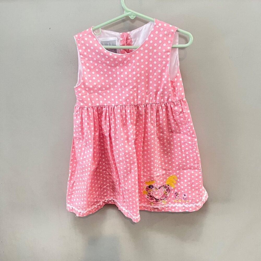 Lil Cactus Pink and White Polka Dot Hen and Chick‎ Dress- Size 4T